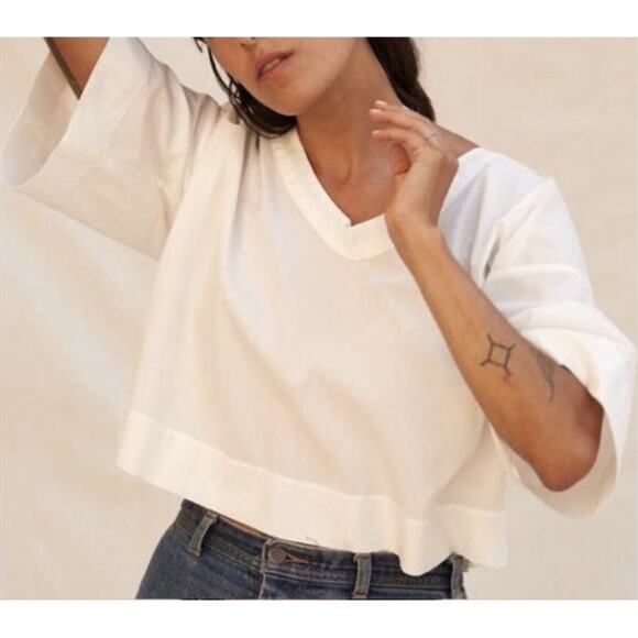 Sugar Candy Mountain Lupine Cotton Blend V-Neck White Top Womens Size XS Small - Picture 2 of 10